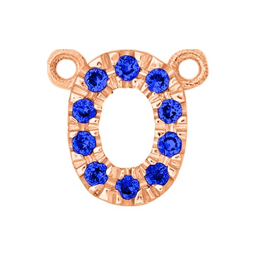 Blue Sapphire + 14k Rose Gold Number Charm