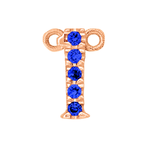 Blue Sapphire + 14k Rose Gold Number Charm