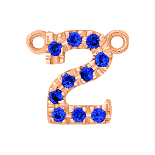 Blue Sapphire + 14k Rose Gold Number Charm