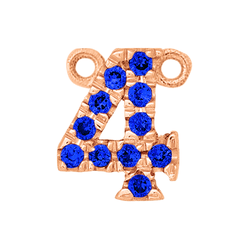 Blue Sapphire + 14k Rose Gold Number Charm