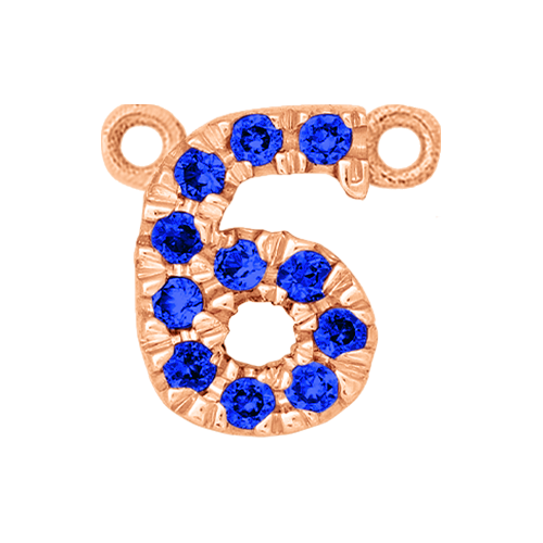 Blue Sapphire + 14k Rose Gold Number Charm