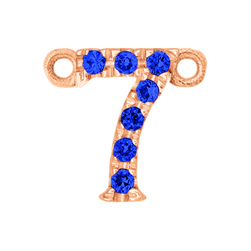 Blue Sapphire + 14k Rose Gold Number Charm