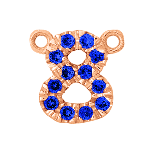 Blue Sapphire + 14k Rose Gold Number Charm