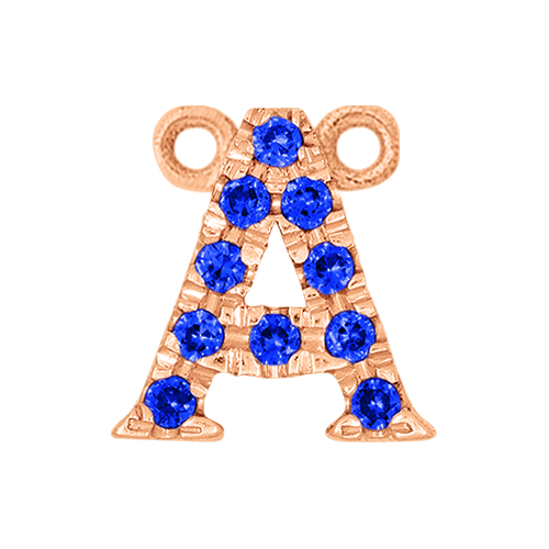 Blue Sapphire + 14k Rose Gold Letter Charm