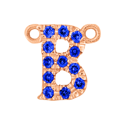 Blue Sapphire + 14k Rose Gold Letter Charm