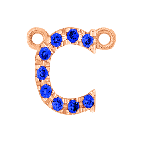Blue Sapphire + 14k Rose Gold Letter Charm