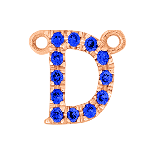 Blue Sapphire + 14k Rose Gold Letter Charm