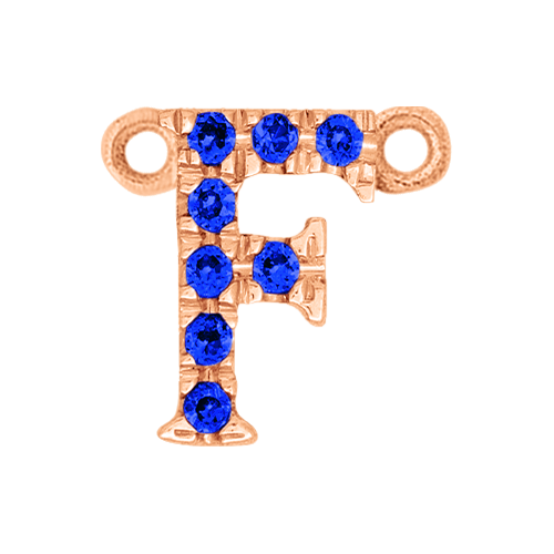 Blue Sapphire + 14k Rose Gold Letter Charm