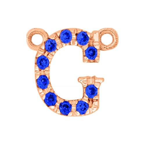 Blue Sapphire + 14k Rose Gold Letter Charm