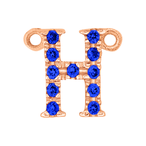 Blue Sapphire + 14k Rose Gold Letter Charm