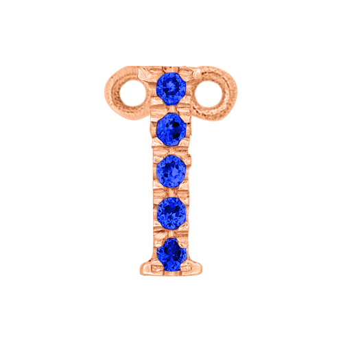 Blue Sapphire + 14k Rose Gold Letter Charm