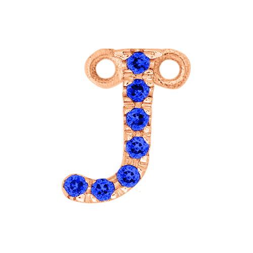 Blue Sapphire + 14k Rose Gold Letter Charm