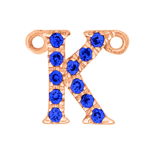 Blue Sapphire + 14k Rose Gold Letter Charm