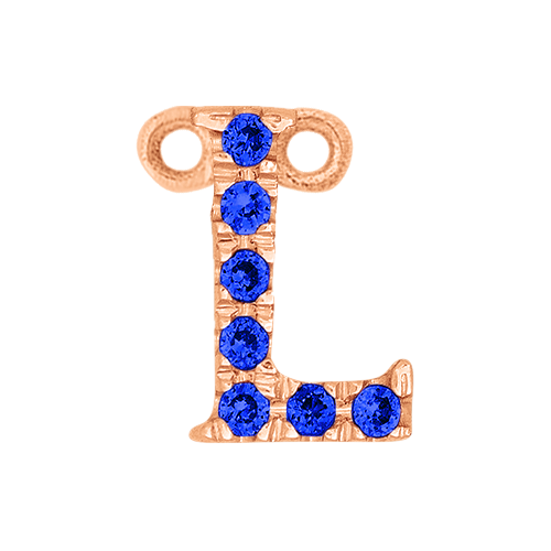 Blue Sapphire + 14k Rose Gold Letter Charm