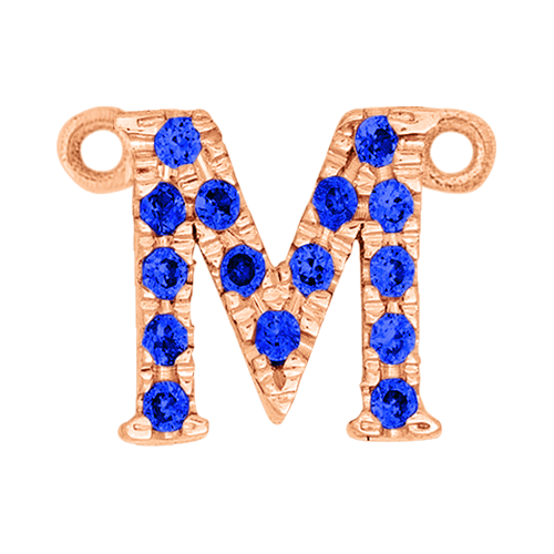 Blue Sapphire + 14k Rose Gold Letter Charm