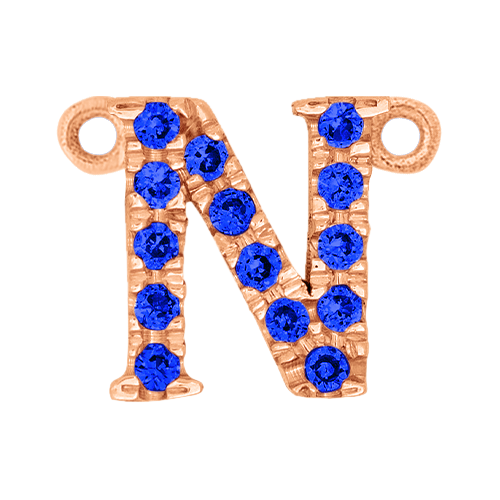 Blue Sapphire + 14k Rose Gold Letter Charm