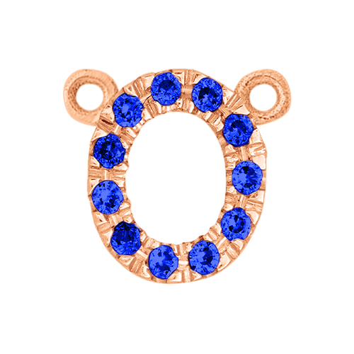 Blue Sapphire + 14k Rose Gold Letter Charm