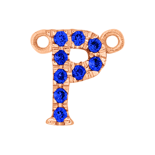 Blue Sapphire + 14k Rose Gold Letter Charm