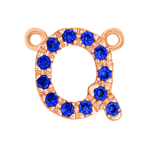 Blue Sapphire + 14k Rose Gold Letter Charm