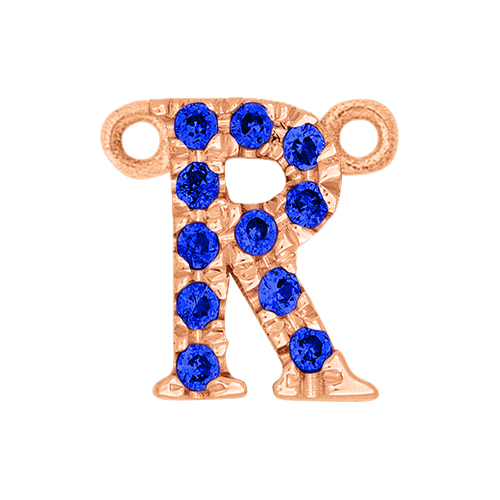 Blue Sapphire + 14k Rose Gold Letter Charm