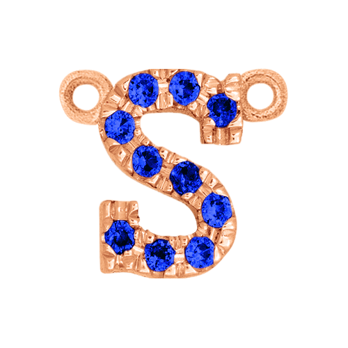 Blue Sapphire + 14k Rose Gold Letter Charm