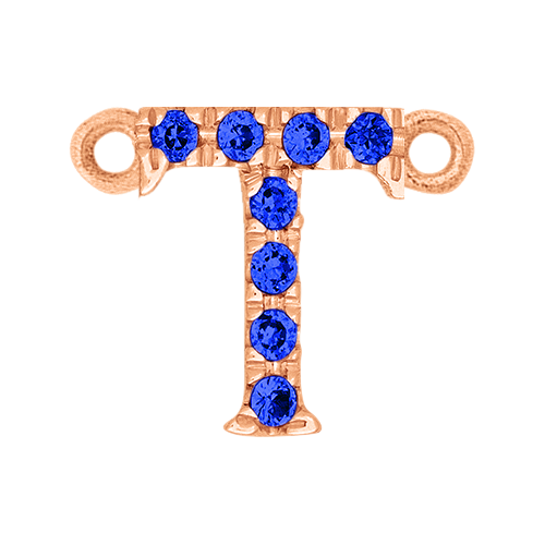 Blue Sapphire + 14k Rose Gold Letter Charm