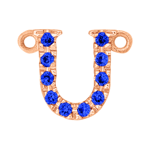 Blue Sapphire + 14k Rose Gold Letter Charm
