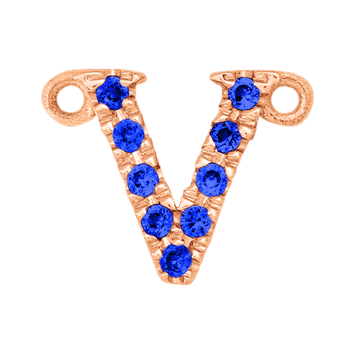 Blue Sapphire + 14k Rose Gold Letter Charm