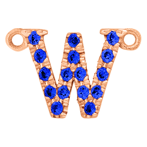 Blue Sapphire + 14k Rose Gold Letter Charm
