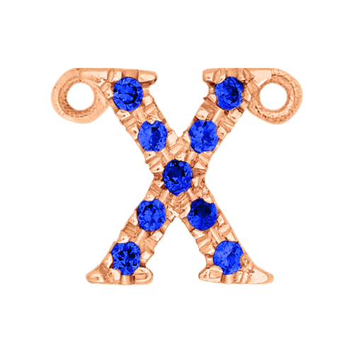 Blue Sapphire + 14k Rose Gold Letter Charm