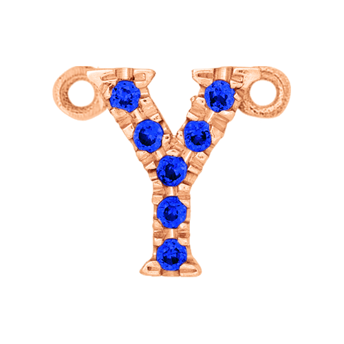 Blue Sapphire + 14k Rose Gold Letter Charm