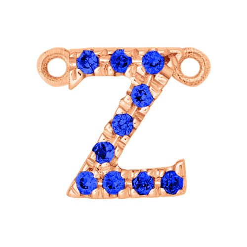 Blue Sapphire + 14k Rose Gold Letter Charm