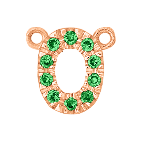 Green Garnet + 14k Rose Gold Number Charm