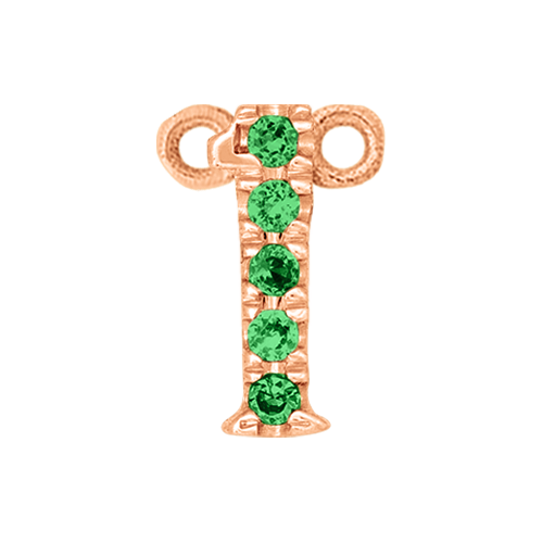 Green Garnet + 14k Rose Gold Number Charm