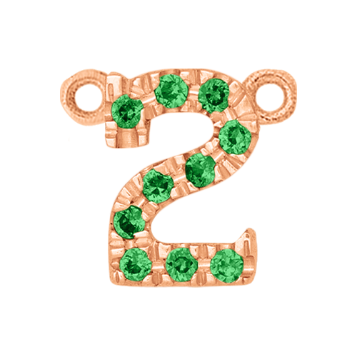 Green Garnet + 14k Rose Gold Number Charm