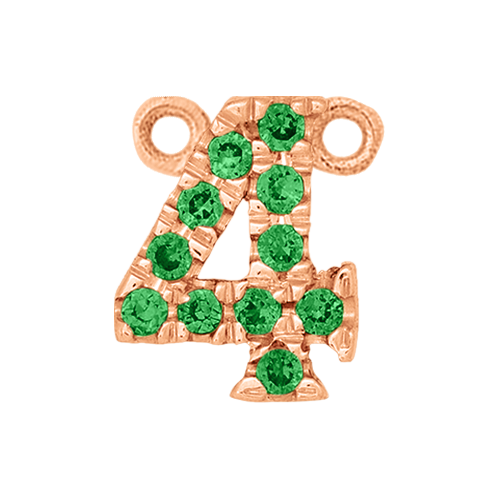 Green Garnet + 14k Rose Gold Number Charm