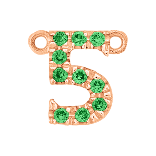 Green Garnet + 14k Rose Gold Number Charm