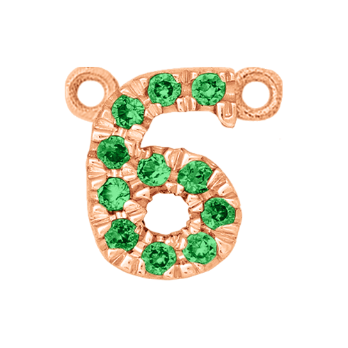 Green Garnet + 14k Rose Gold Number Charm