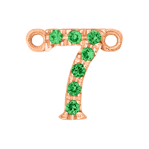 Green Garnet + 14k Rose Gold Number Charm