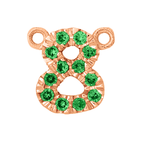 Green Garnet + 14k Rose Gold Number Charm