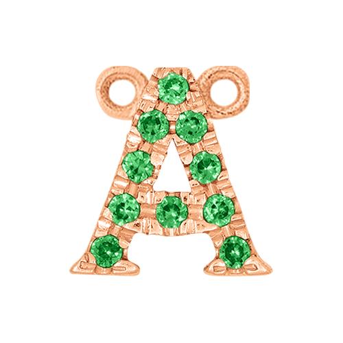 Green Garnet + 14k Rose Gold Letter Charm