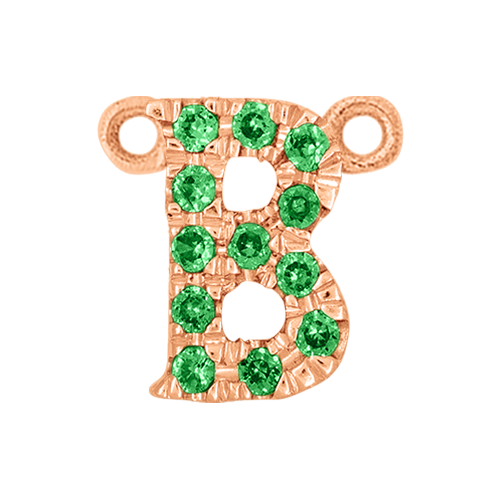 Green Garnet + 14k Rose Gold Letter Charm