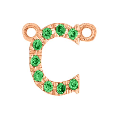 Green Garnet + 14k Rose Gold Letter Charm