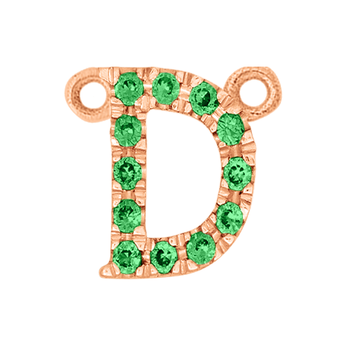 Green Garnet + 14k Rose Gold Letter Charm