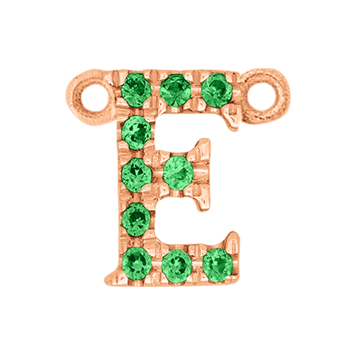 Green Garnet + 14k Rose Gold Letter Charm
