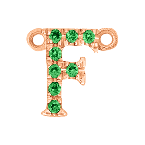 Green Garnet + 14k Rose Gold Letter Charm