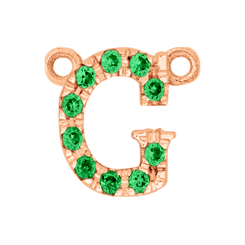 Green Garnet + 14k Rose Gold Letter Charm
