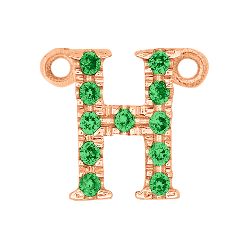 Green Garnet + 14k Rose Gold Letter Charm