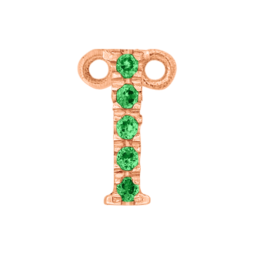 Green Garnet + 14k Rose Gold Letter Charm
