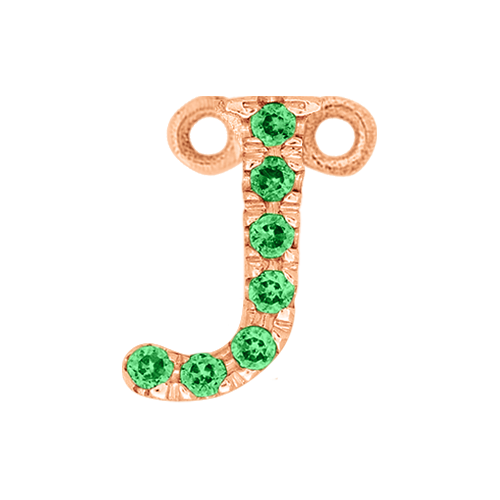 Green Garnet + 14k Rose Gold Letter Charm